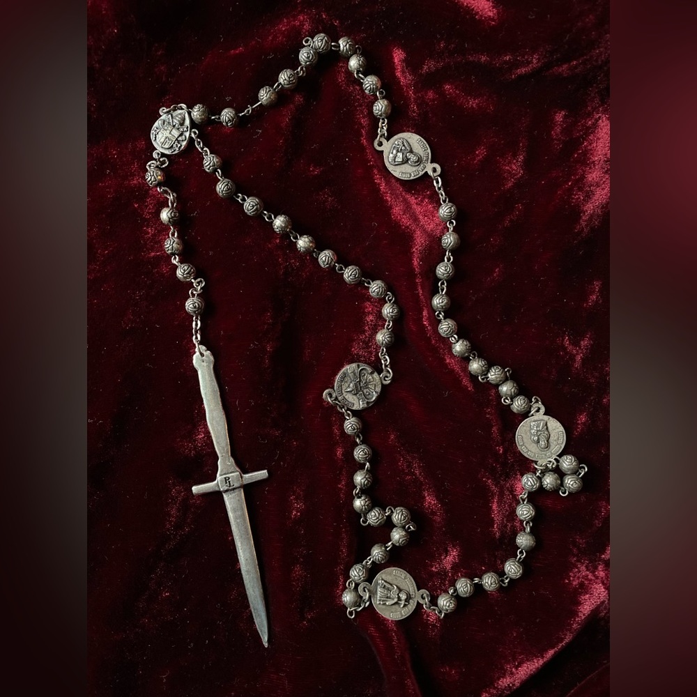 Pamela Love Rosebud Dagger Rosary Necklace